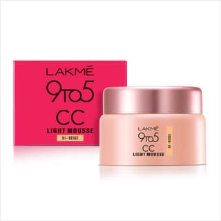 Lakme 9 to 5 CC Mousse Beige 25gm|| Light Face Makeup with Natural Coverage|| SPF 30 Lakme 9 to 5 CC Mousse Beige 25gm|| Light Face Makeup with Natural Coverage|| SPF 30 - Beige / 25 g (Pack of 1)