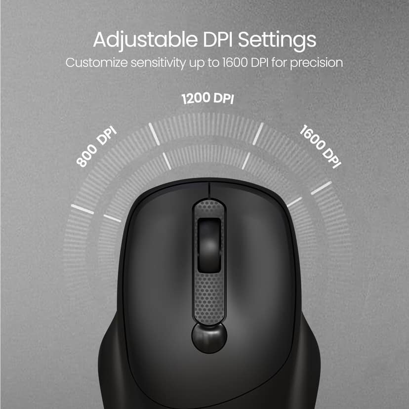 Portronics Toad 35 Wireless Mouse with 2.4 GHz Wireless, Adjustable Sensitivity, USB Receiver, Ergonomic Design, for Laptops, Desktops PC, Mac view 4