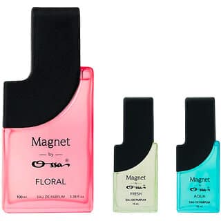Ossa Magnet Floral 100ml, Fresh 15ml And Aqua 15ml Unisex EDP Long Lasting Perfume Combo For Men And Women (Pack Of 3)