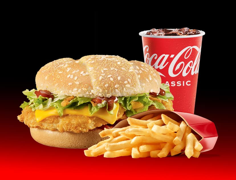 Original firebird chicken burger meal