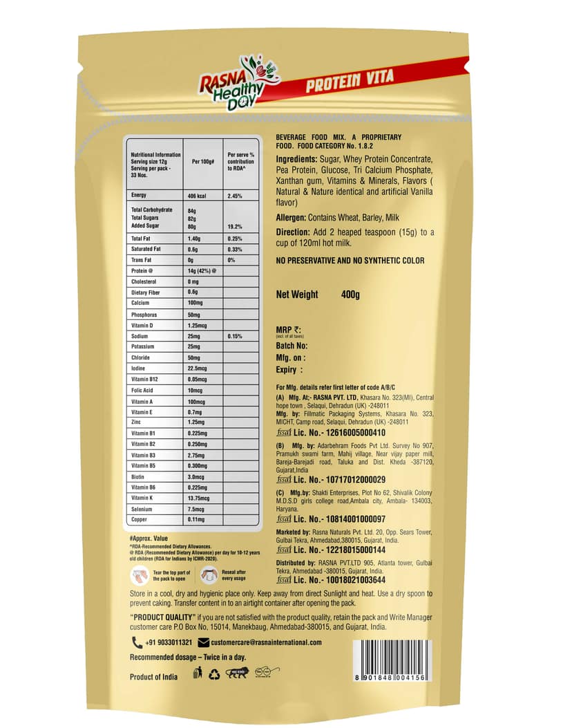Rasna Protein Vita Vanilla 400Gm view 2