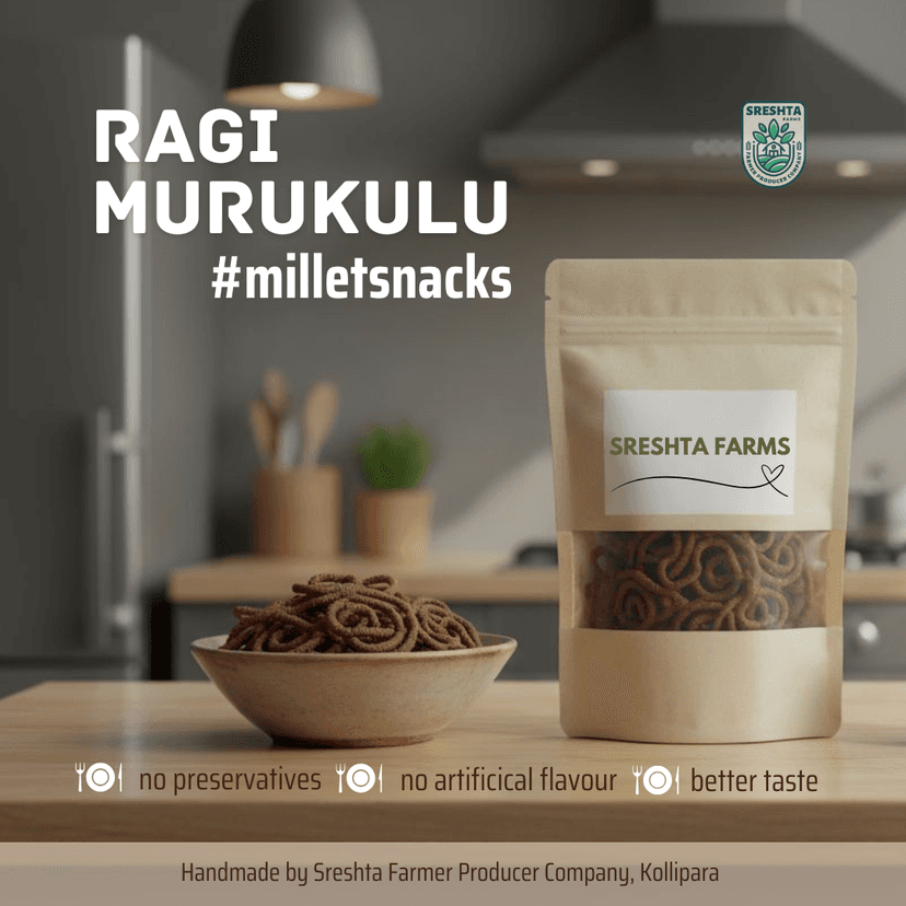 Sreshta Farms Crispy Murukulu Healthy South Indian Snack Ragi view 3