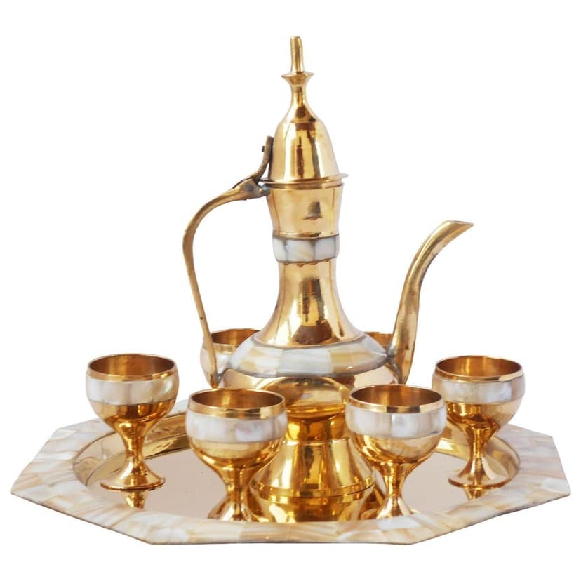 Brass Decorative Wine Set With Seep Work | Premium Brass Miniature, Height : 0.5 Inch (ZMAS363 D) view 2