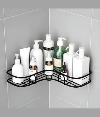 KRAMOX Multipurpose Bathroom/Kitchen Corner Storage Organizer Wall Mounted Rack Shelf Shower Caddy (No Drilling - Shelf Adhesive) Bathroom Accessories Storage Rack