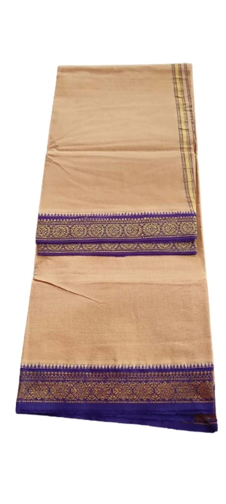 Jinka Lakshmi Collections 100% Handloom Cotton Dhoti With Zari Border Up and Down 4 Meters Unstitched Pack of 2 (Multicolor-3) view 3