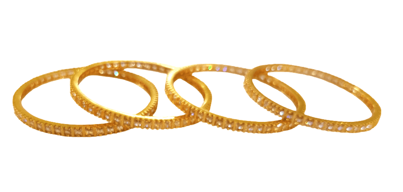 Elegant Gold Plated Cubic Zirconia Stackable Bangle Set (Set of 4) view 3
