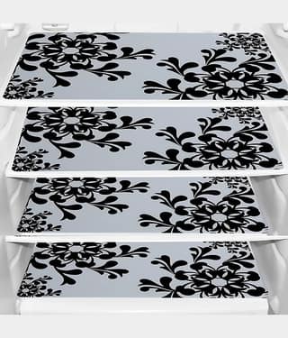 PVC Printed Rectangular Fridge Mats 29x44 cms ( Pack of 4 ) Multicolor