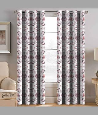 BELLA TRUE Set of 2 Window SemiTransparent Eyelet Polyester Multi Color Curtains ( 152 x 113 cm )