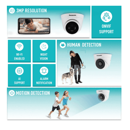 Panasonic PI-DNA3PWA 3MP High Resolution Dome IP CCTV Camera | Built-in Audio view 4