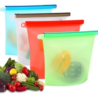 1000 ml Silicone Food Storage Bag with Clip Freezer, Reusable Silicone Food Storage Bag for Fruit, Vegetables, Meat (Mu
