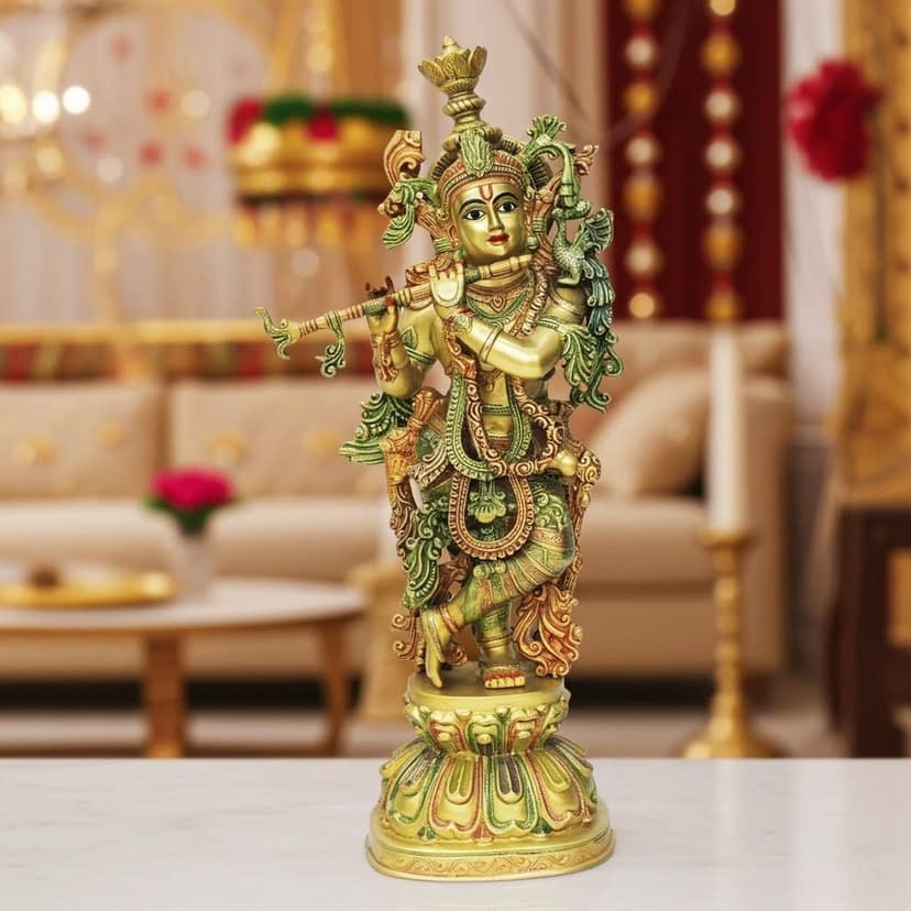 Brass Krishna God Idol Statue ? Decorative Brass Murti, Height : 36 Inch (BSMAS1815 K)