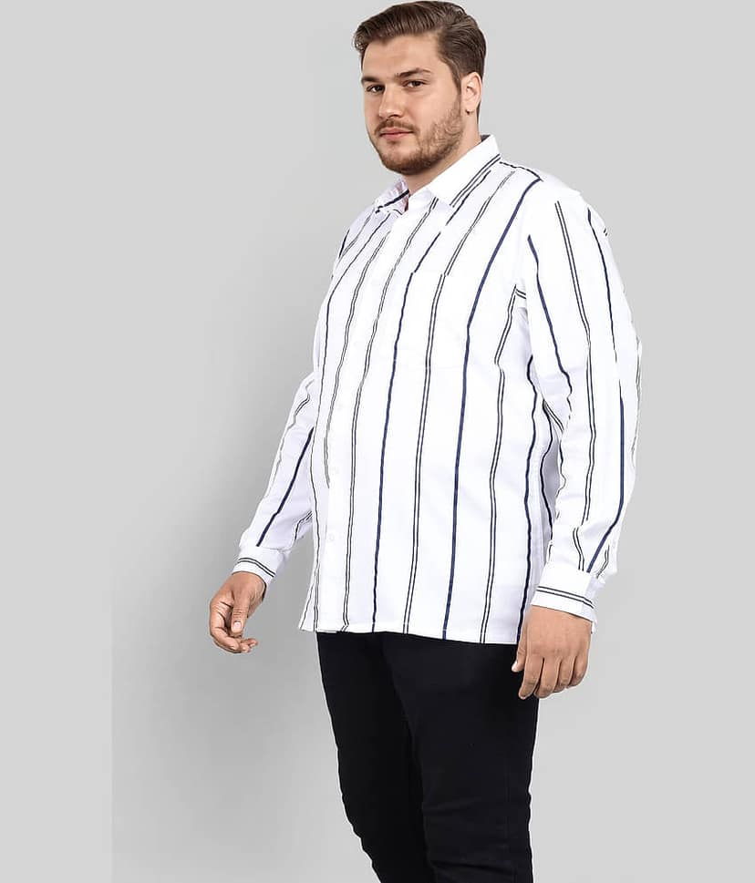 IVOC 100% Cotton Regular Fit Striped Full Sleeves Men's Casual Shirt - White ( Pack of 1 ) view 3