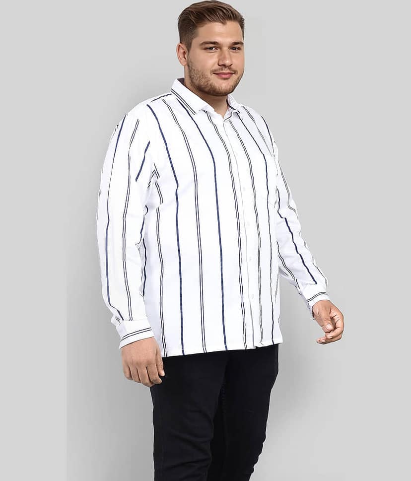 IVOC 100% Cotton Regular Fit Striped Full Sleeves Men's Casual Shirt - White ( Pack of 1 ) view 4