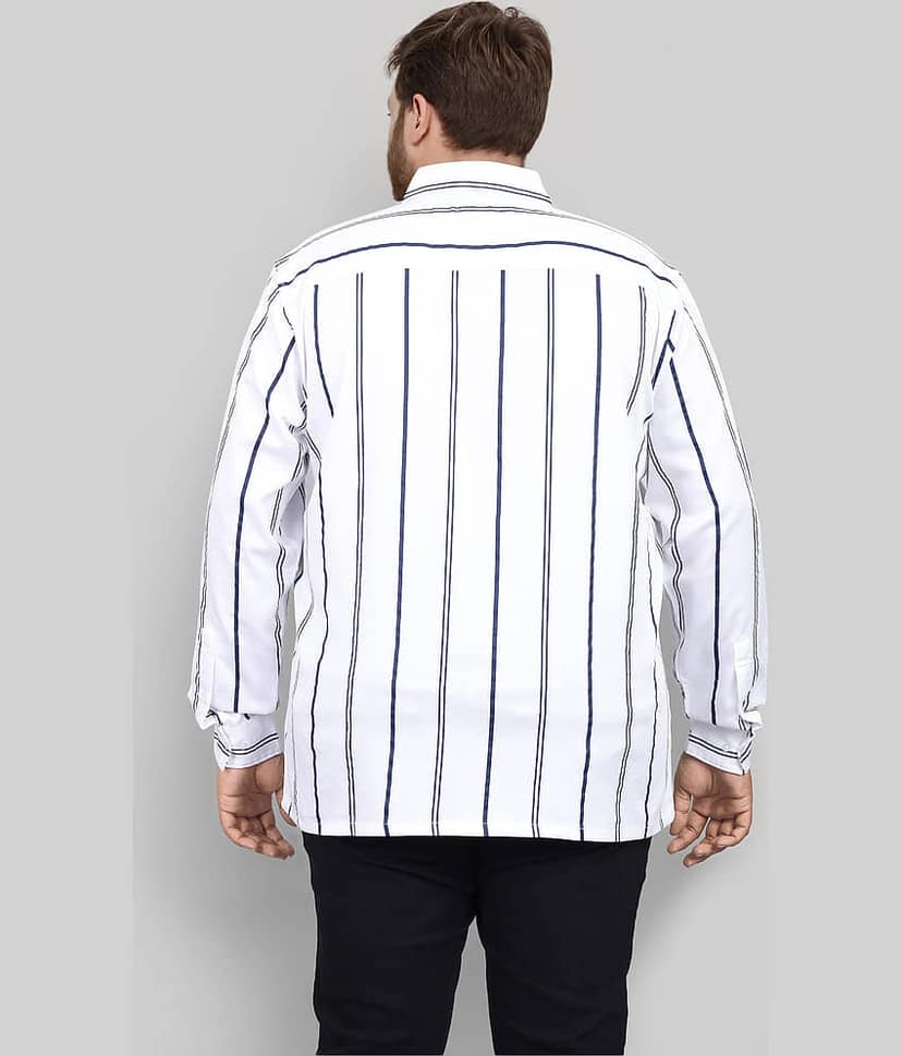 IVOC 100% Cotton Regular Fit Striped Full Sleeves Men's Casual Shirt - White ( Pack of 1 ) view 7