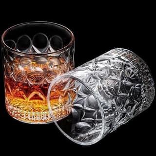 Crystal Square Whiskey Glass Clear Heavy Base Rocks Barware Glasses Diamond Glass for Scotch, Bourbon and Cocktail Drinks for Whiskey Glasses 280 Ml