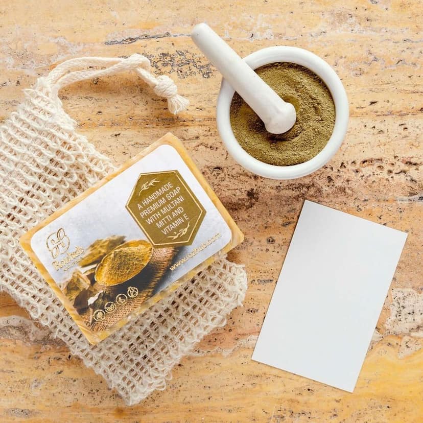 Handmade Multani Mitti Skin Whitening Bathing Bar for all Skin - 100g view 2