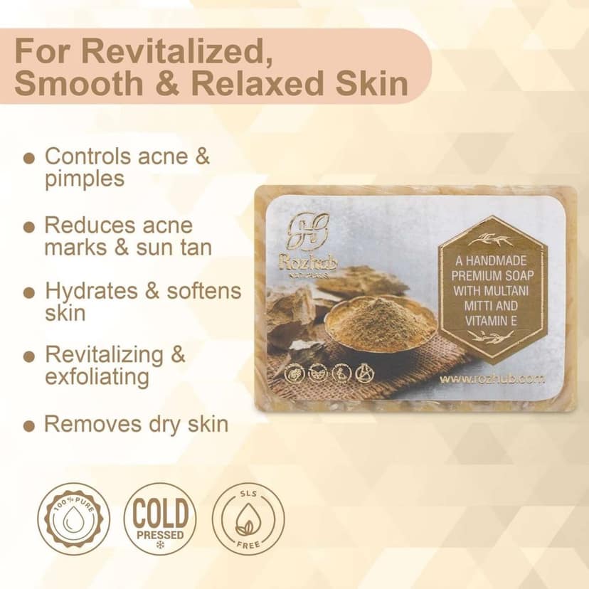 Handmade Multani Mitti Skin Whitening Bathing Bar for all Skin - 100g view 6