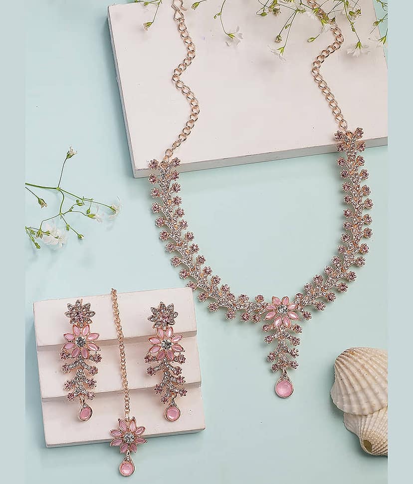Sukkhi Pink Alloy Necklace Set ( Pack of 1 )