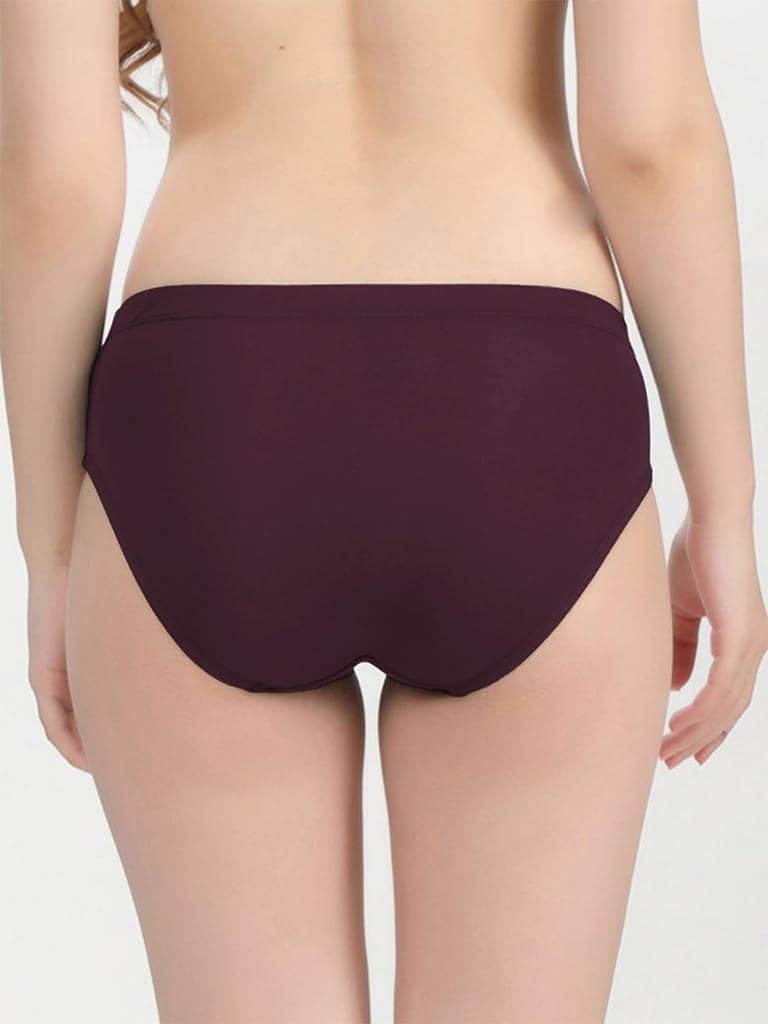 Freecultr Women’s Micromodal Mid-Rise Hipster | Super Soft & Breathable Fabric | Medium Rear Coverage | Comfortable Stretch Elastic | Pack of 3 |Color - Port Wine,Sable Black,Coffee view 2