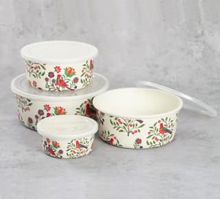 India Circus Psittacines Enquiry Bamboo Container Set Of 4