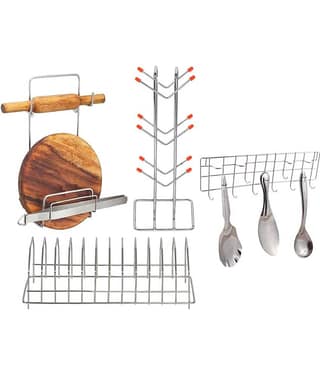 OC9 Silver Stainless Steel Wall mount Stand ( Pack of 4 )