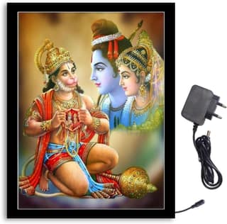 NOKKES Hanuman Ji Ram Sita ji Darshan Light Photo Frame 8X10 inch Led Light photo Frame With Light Adaptor Led Light Photo Frame Black Color Photo Frame_AQW248