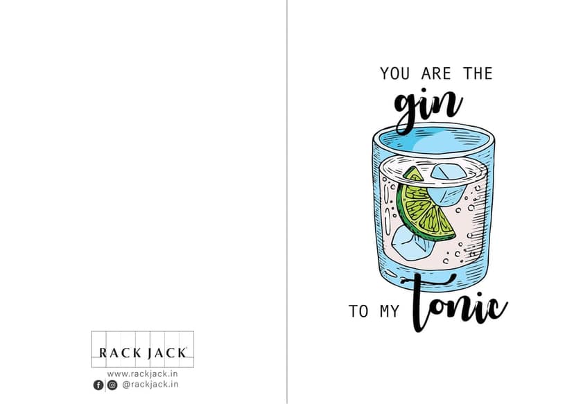 Rack Jack friendship's day funny greeting card - gin to my tonic view 2