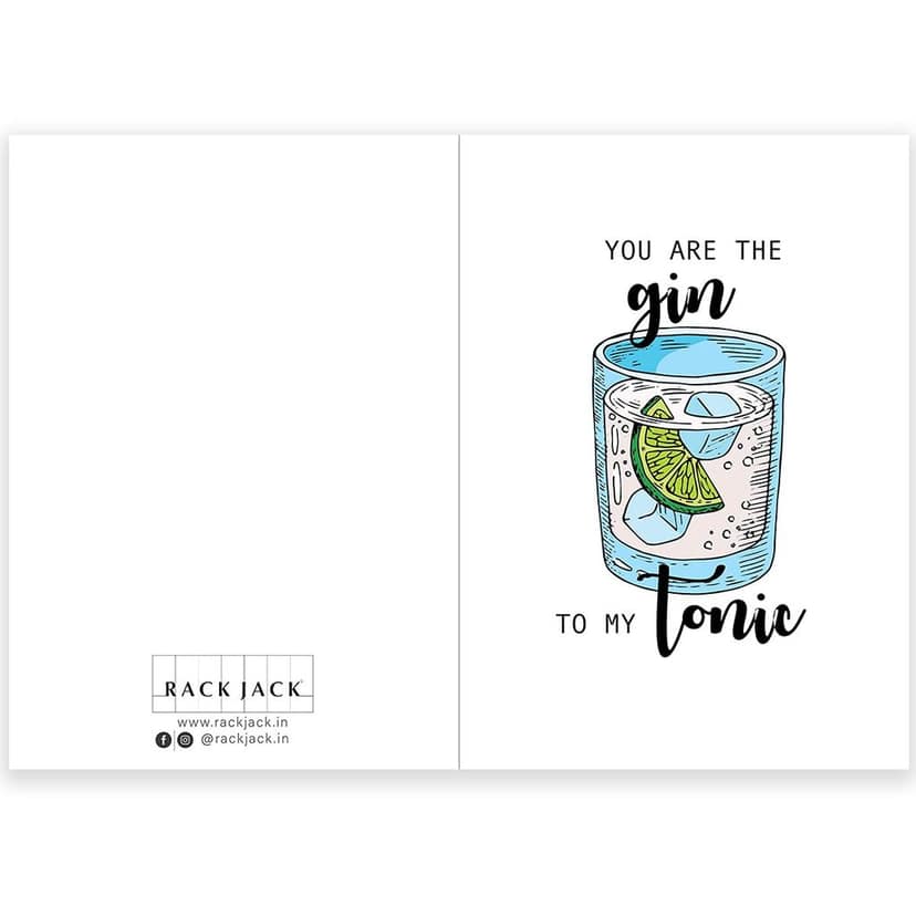 Rack Jack friendship's day funny greeting card - gin to my tonic view 6