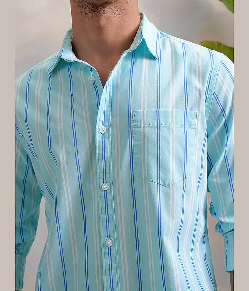 Highlander 100% Cotton Slim Fit Striped Full Sleeves Men's Casual Shirt - Multicolor ( Pack of 1 ) view 5