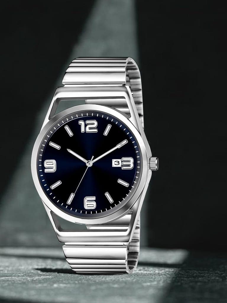 Blue Dial Date Function Analog Watch for Men LR154 view 2