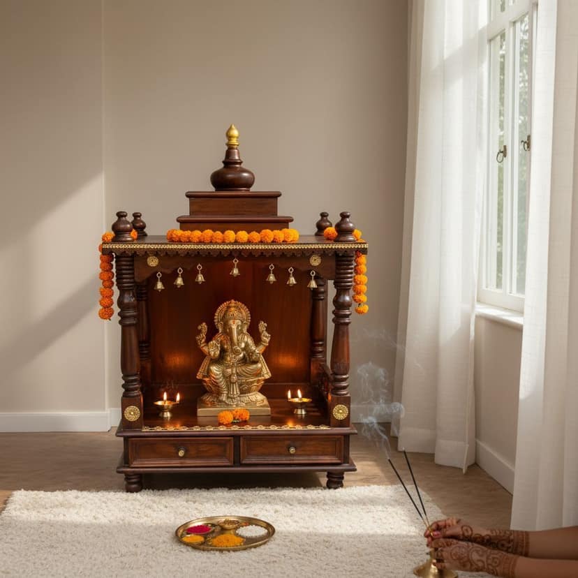 Wooden Temple Wall Mandir | Religious Pooja Mandir