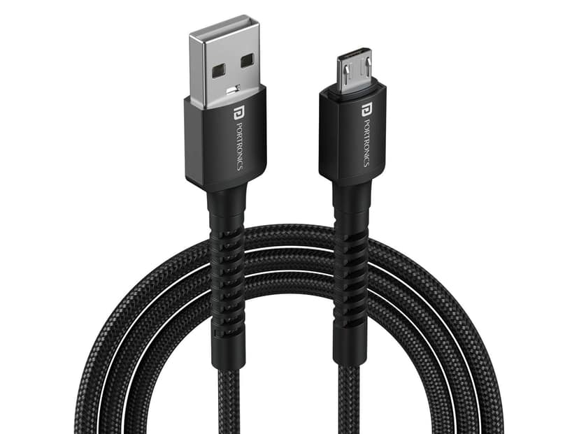Portronics Konnect X USB to Micro-3A 1M Cable Length, Strong Braided Cable, Strong Connector, Max 3A Output