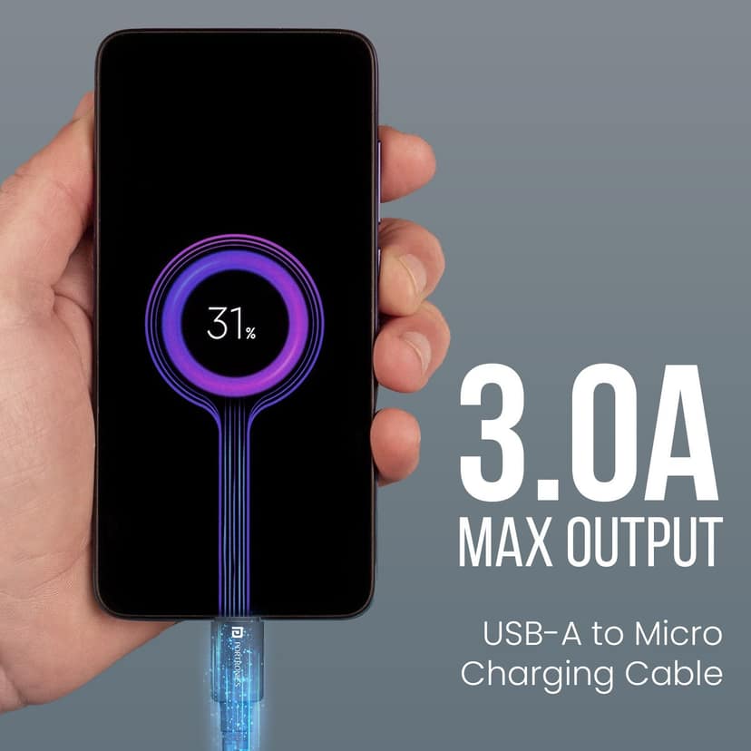Portronics Konnect X USB to Micro-3A 1M Cable Length, Strong Braided Cable, Strong Connector, Max 3A Output view 2