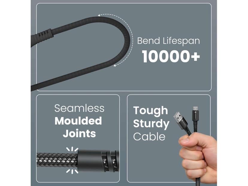 Portronics Konnect X USB to Micro-3A 1M Cable Length, Strong Braided Cable, Strong Connector, Max 3A Output view 4