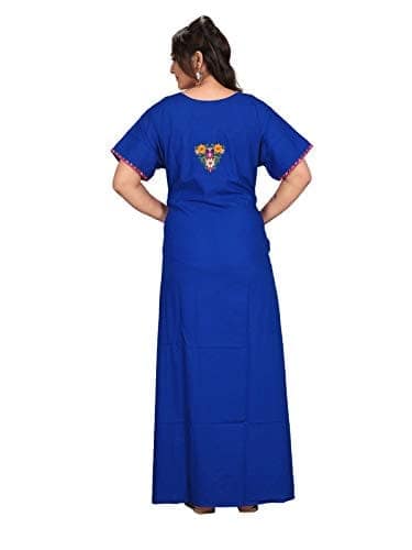 VALENCIA SLEEPWEAR Floral Embroidery Gown Maxi Nightwear Nighty Lizzy Bizzy Soft Fabric Length Night Slip view 7