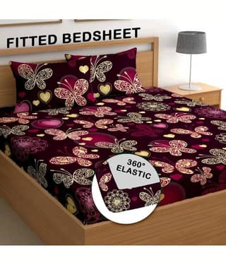 Decent Home Black Cotton 1 Double Bedsheet with 2 Pillow Covers ( 225 cm x 225 cm )