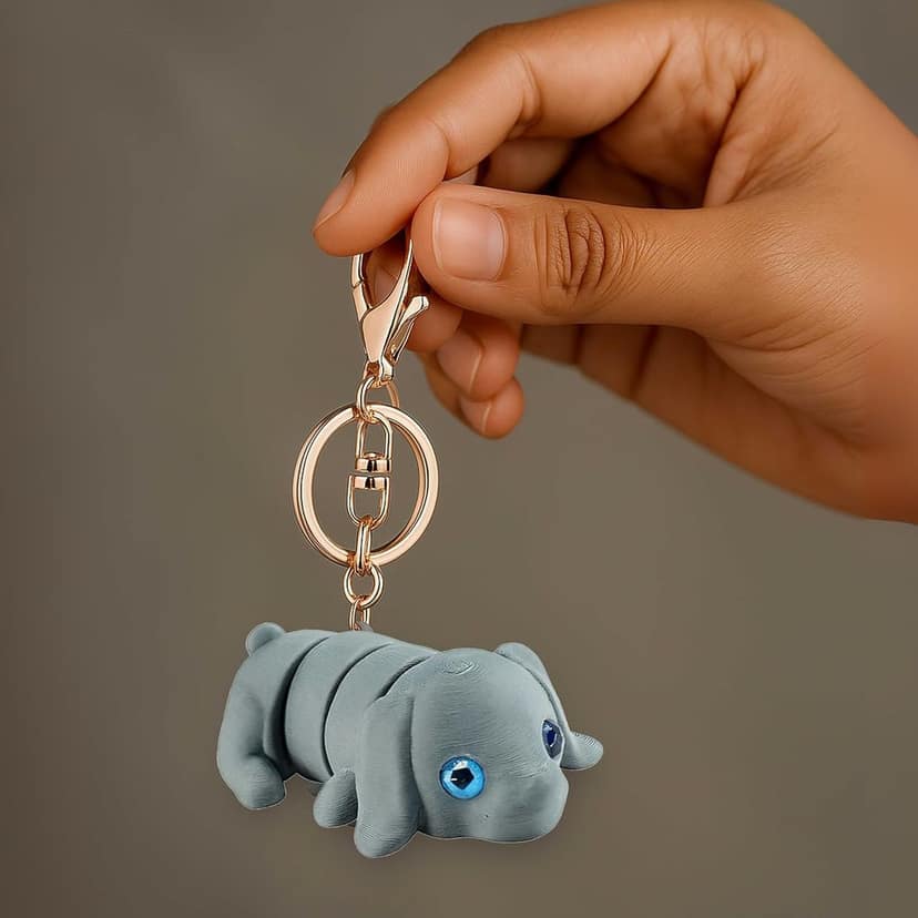 Vinglits Farm Buddies 3D Printed Keychains – Articulated Animal Toy, Pocket-Friendly Keyrings, Stress Relief Desk Toys for Kids & Adults (Blooney – The Dog, Medium) view 3