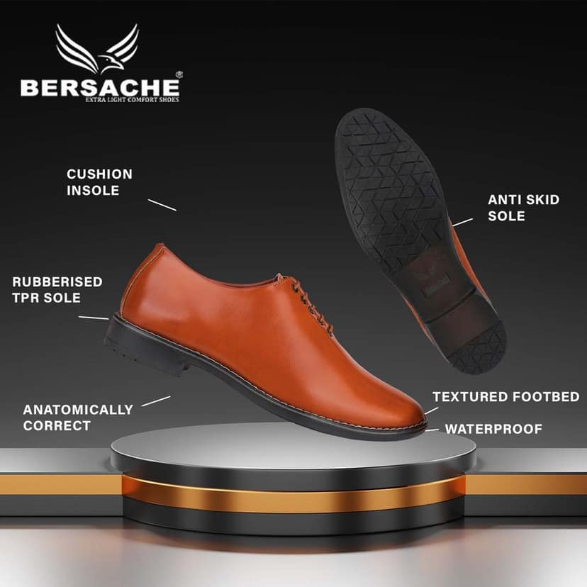 Bersache men Comfortable stylish trending formal shoe Derby For Men's view 5