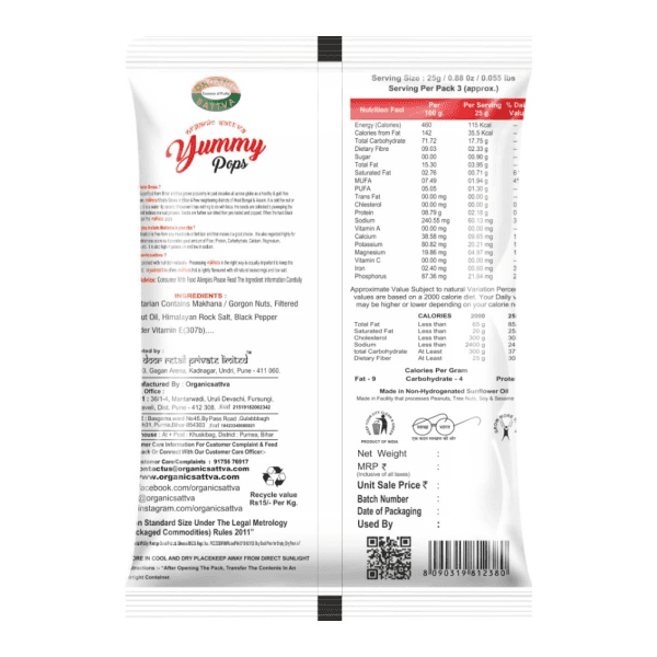 Organic Sattva Black Pepper & Himalayan Salt Makhana - 25 gm view 2