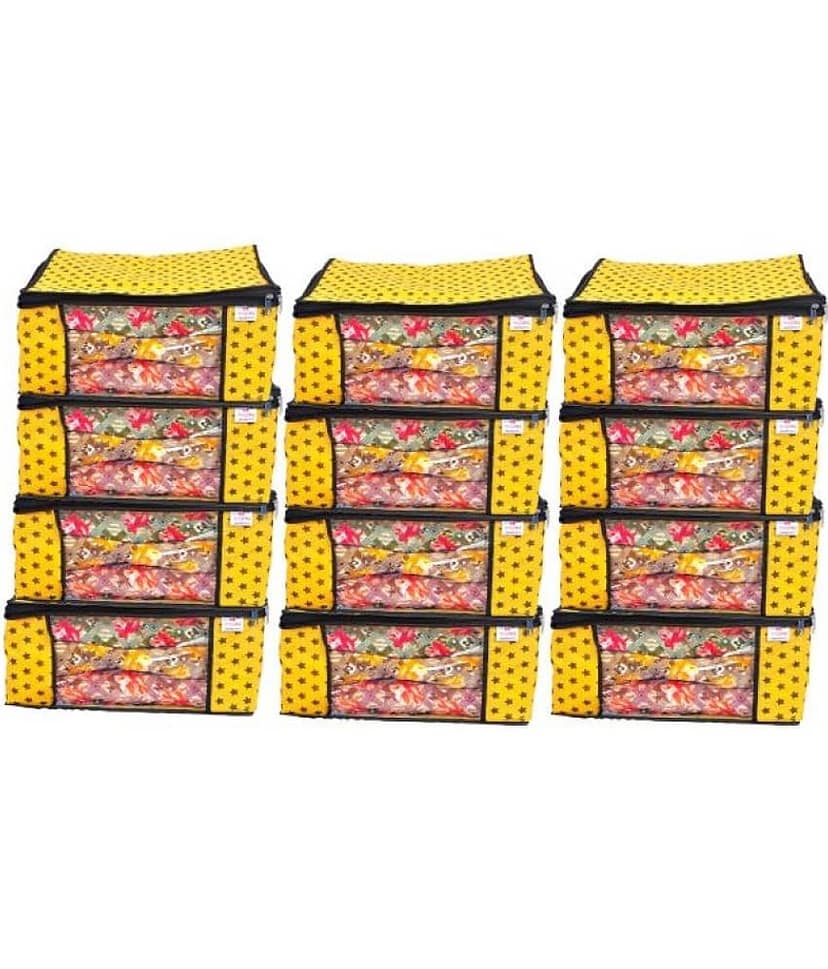 SH. NASIMA Non Woven Printed Saree Cover Bag Wardrobe with Transparent Window(, Pack of 12, Red)