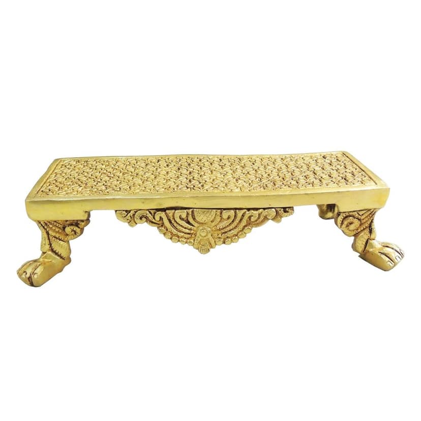 Brass Pooja Chowki Stool | Brass Bajot | Brass Temple Stool for Pooja & Religious Decor, Height : 2 Inch (BSMAS1953 E) view 2