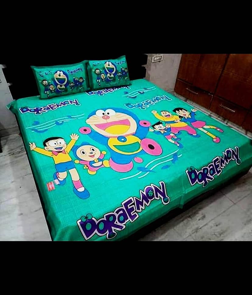PETROSOLY Cotton 1 Double Queen Bedsheet with 2 Pillow Covers ( Green )