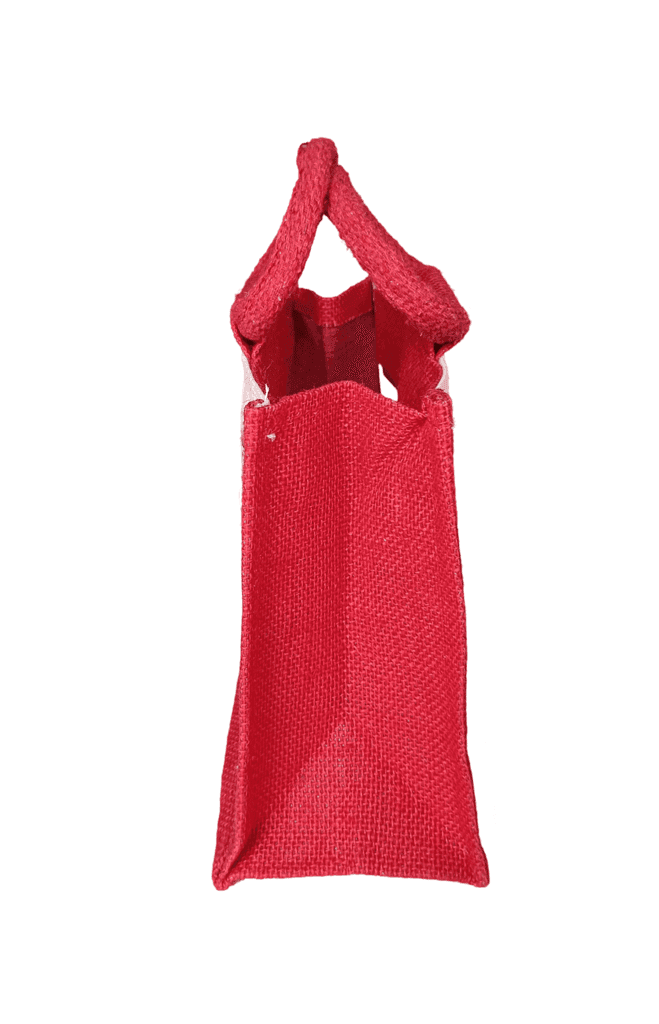 Handmade Red Jute Tote Bag with Warli Painting - Eco-Friendly and Reusable (Small) view 2
