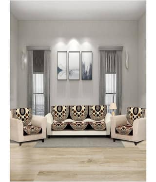 BELLA TRUE 5 Seater Brown Velvet Set of 6 Seat Cover