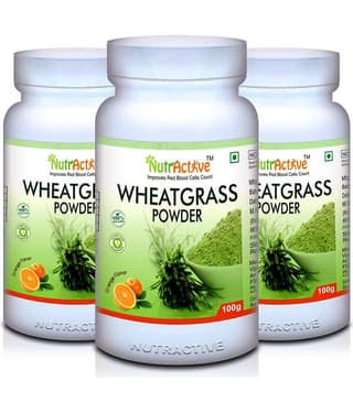 NutrActive Organic Wheatgrass Powder, Nutrition Food 300 gm Powder Pack of 3