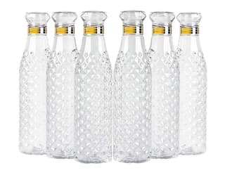 Water Bottles with Diamond Pattern, 1 Litre, Set of 6, Fridge Water Bottle 1000ml, Leak Proof & BPA Free & Airtight Lid | Ideal for Office, Sports, School, Travelling, Gym, Yoga