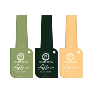 Colors Queen Affair Nail Polish Set of 3-05 Pista Chaos, 14 Jungle Green & 39 Caramel | Quick Drying Nail Polish, Semi Matte Finish Nail Kit | Highly Pigmented & Long Lasting Enamel 13ml Each Colors Queen Affair Nail Polish Set of 3-05 Pista Chaos, 14 Ju