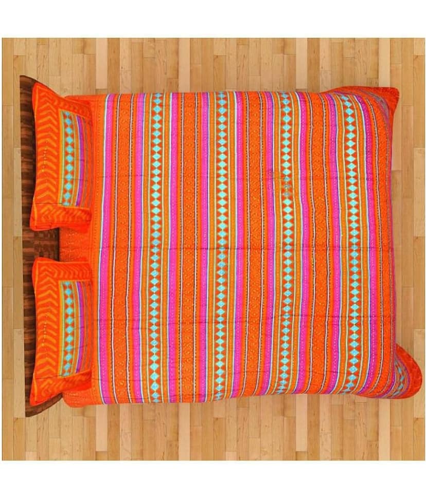 Uniqchoice Cotton King Bedsheet ( Orange ) view 2