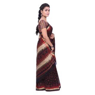 HANDLOOM CHANDERI PRINTED SAREE WITH BLOUSE (SKU - 1SCZ01260221 SAREE- 2)