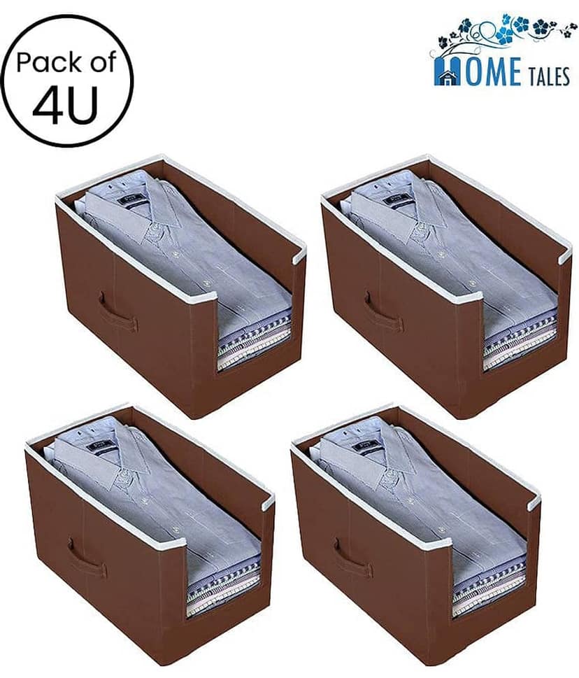Non-Woven Shirt Stacker & Cloth Organizer,Brown (4U)